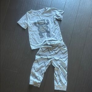 Cozy Gray Monster Pajama Set with Chevron Design